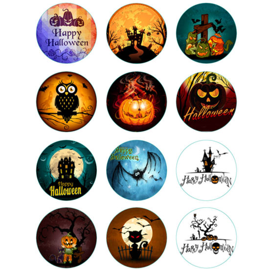 Immagine di Vetro Cupola Dome Seals Cabochon Tondo Flatback A Random 12mm Dia, 20 Pz