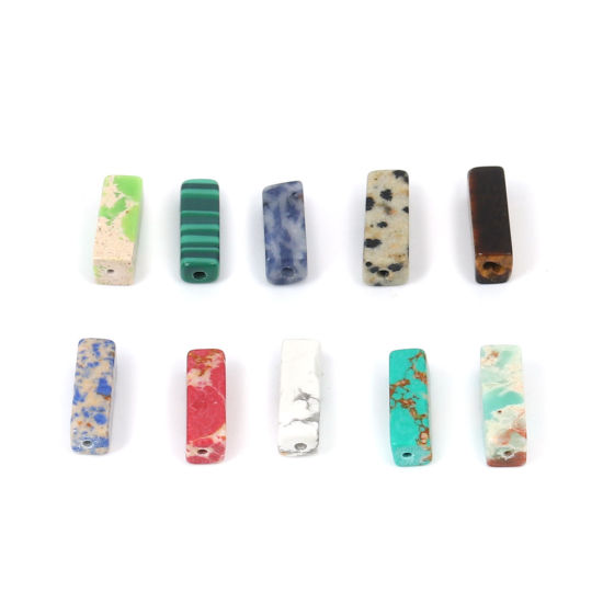 Image de (Classement A) Perles en Agate ( Naturel ) Rectangle Blanc 13mm x 4mm, Trou: env. 1.1mm, 10 Pcs