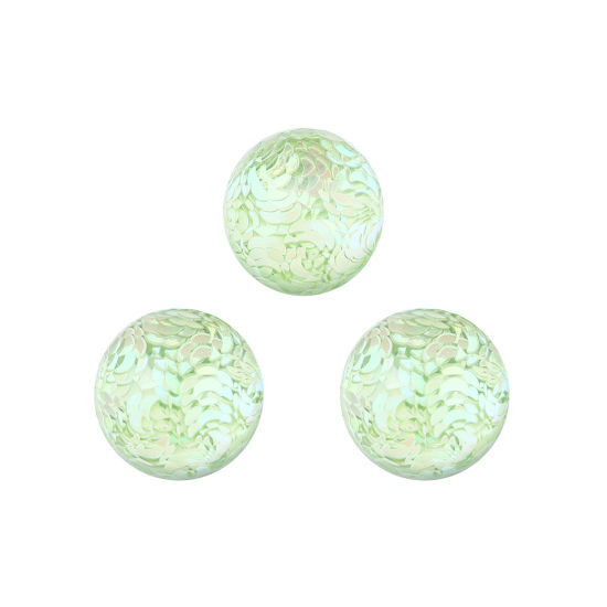 Image de Cabochon Dôme en Résine hémisphérique Vert Transparent Lune Paillettes 16mm Dia, 20 Pcs