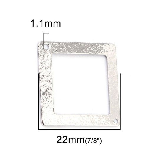 Image de Connecteurs en Laiton Carré Argent Mat Creux 22mm x 22mm, 5 Pcs