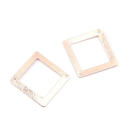 Image de Connecteurs en Laiton Carré Argent Mat Creux 22mm x 22mm, 5 Pcs
