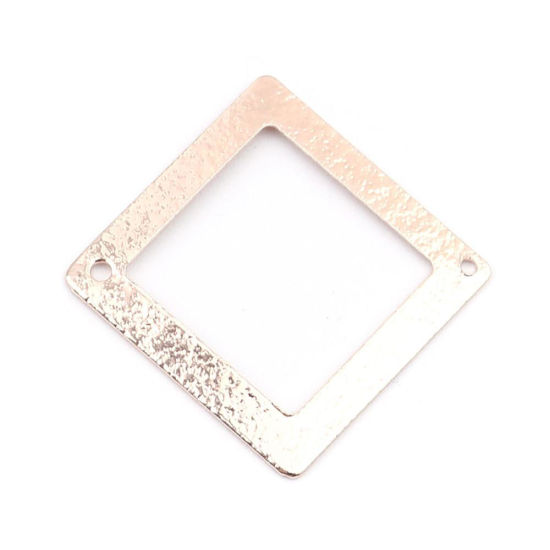 Image de Connecteurs en Laiton Carré Argent Mat Creux 22mm x 22mm, 5 Pcs
