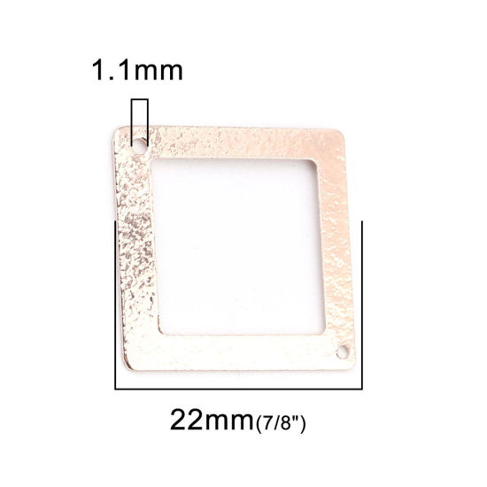 Image de Connecteurs en Laiton Carré Or Rose Creux 22mm x 22mm, 5 Pcs