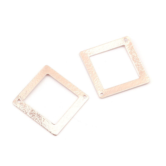 Image de Connecteurs en Laiton Carré Or Rose Creux 22mm x 22mm, 5 Pcs