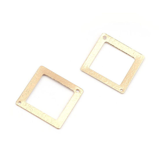 Image de Connecteurs en Laiton Carré Or Rose Creux 22mm x 22mm, 5 Pcs
