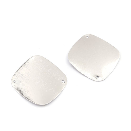 Bild von Messing Verbinder Quadrat Silberfarbe 3.3cm x 3.3cm, 5 Stück