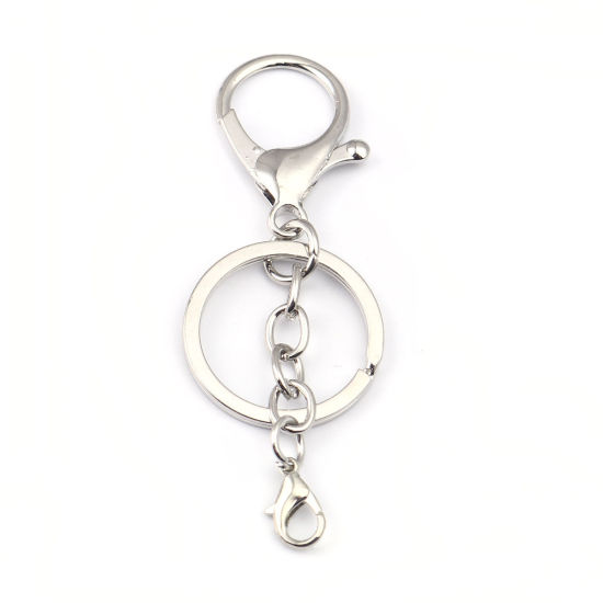 Image de Porte-Clés en Alliage de Zinc Argent Mat 7.6cm x 3cm, 5 Pcs