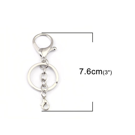Image de Porte-Clés en Alliage de Zinc Argent Mat 7.6cm x 3cm, 5 Pcs