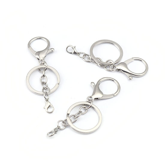 Image de Porte-Clés en Alliage de Zinc Argent Mat 7.6cm x 3cm, 5 Pcs