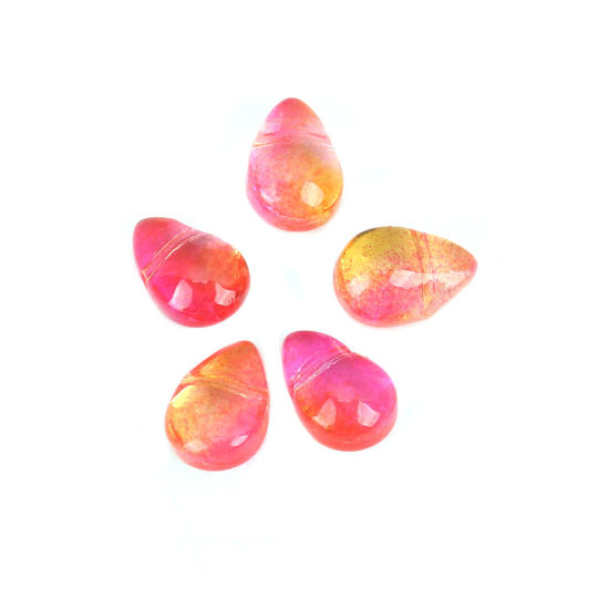 Image de Perles en Verre Goutte d'Eau Multicolore 9mm x 6mm, Trou: 0.9mm, 25 Pcs