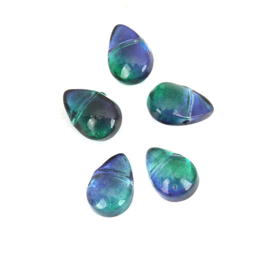 Image de Perles en Verre Goutte d'Eau Multicolore 9mm x 6mm, Trou: 0.9mm, 25 Pcs