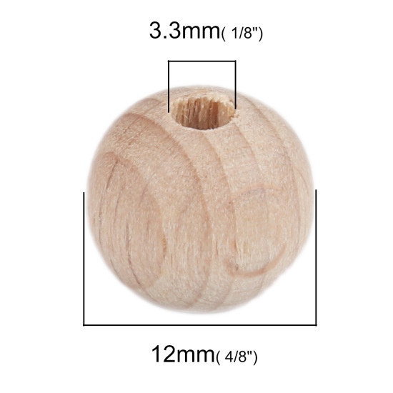 Image de Perles en Fagus Rond Couleur Naturelle 14mm Dia, Trou: env. 4.1mm, 20 Pcs
