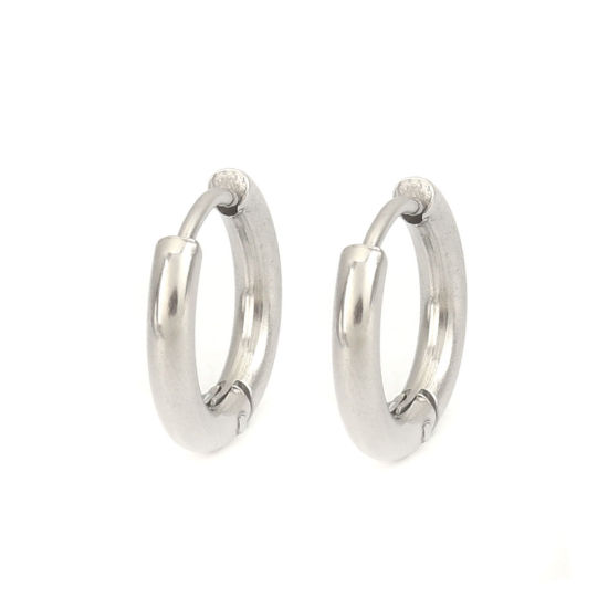 Image de Boucles d'Oreilles Créole Anneaux en 304 Acier Inoxydable Argent Mat Rond 21mm Dia., Epaisseur de Fil: (19 gauge), 10 Pcs