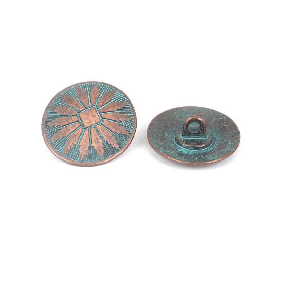 Image de 10 Pcs Bouton de Haute Couture en Alliage de Zinc Cuivre Rouge Antique Bleu-Vert Ovale Finition Patinée Effet Vert-de-Gris 25mm x 22mm
