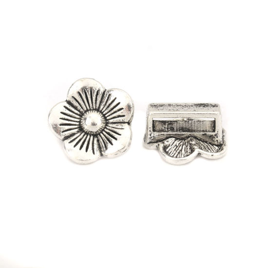 Imagen de Zamak Cuentas Flor Plata Antigua Aprox 15mm x 14mm, Agujero:Aprox 10.4mm x 2.5mm 50 Unidades