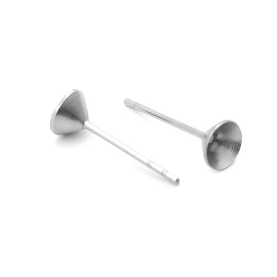 Image de Boucles d'Oreilles Puces en 304 Acier Inoxydable Rond Argent Mat (Apparié à Strass SS20 Dos en Pointe ) 5mm Dia., Epaisseur de Fil: (21 gauge), 50 Pcs