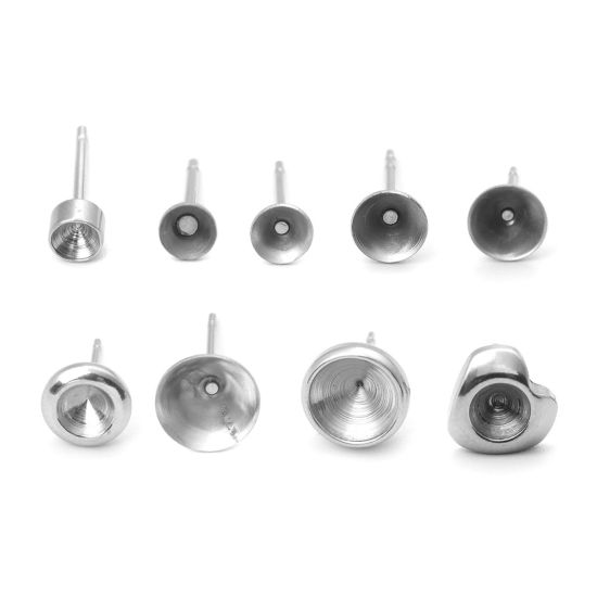 Image de Boucles d'Oreilles Puces en 304 Acier Inoxydable Rond Argent Mat (Apparié à Strass SS20 Dos en Pointe ) 5mm Dia., Epaisseur de Fil: (21 gauge), 50 Pcs