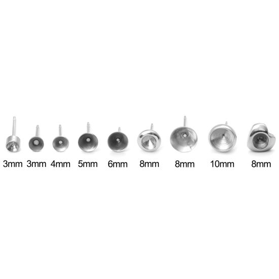 Image de Boucles d'Oreilles Puces en 304 Acier Inoxydable Rond Argent Mat (Apparié à Strass SS20 Dos en Pointe ) 5mm Dia., Epaisseur de Fil: (21 gauge), 50 Pcs