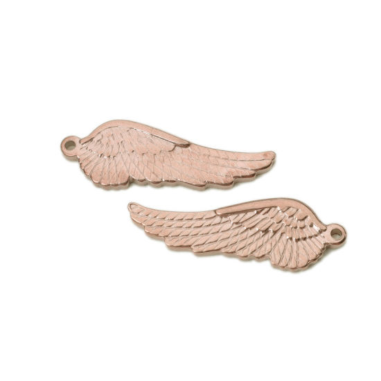 Immagine di 1 Pz Placcatura Sottovuoto PVD Ecologica 304 Acciaio Inossidabile Ciondoli Pendenti Oro Rosa Ali 3.9cm x 1.3cm