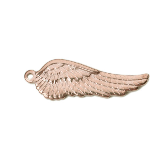 Immagine di 1 Pz Placcatura Sottovuoto PVD Ecologica 304 Acciaio Inossidabile Ciondoli Pendenti Oro Rosa Ali 3.9cm x 1.3cm