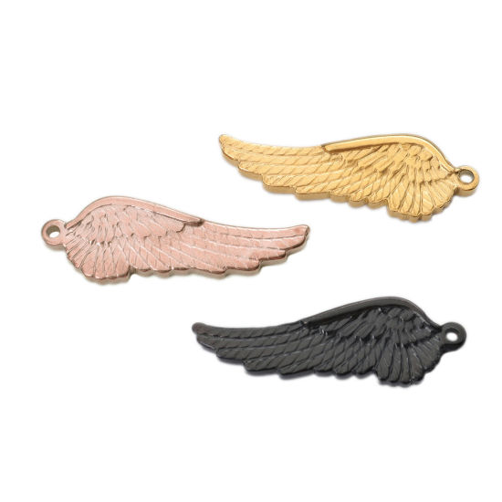Immagine di 1 Pz Placcatura Sottovuoto PVD Ecologica 304 Acciaio Inossidabile Ciondoli Pendenti Oro Rosa Ali 3.9cm x 1.3cm