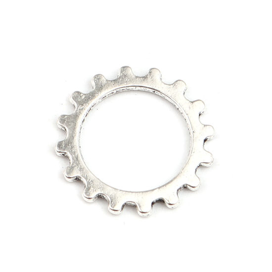 Picture of Zinc Based Alloy Connectors Sun Antique Silver Color Hollow 16mm x 16mm, 150 PCs