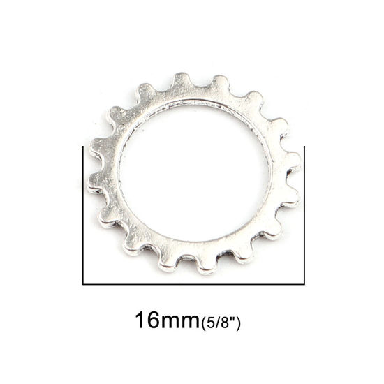 Picture of Zinc Based Alloy Connectors Sun Antique Silver Color Hollow 16mm x 16mm, 150 PCs