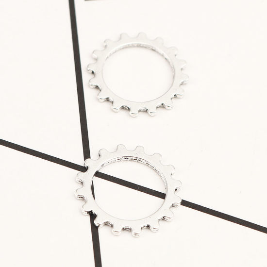 Picture of Zinc Based Alloy Connectors Sun Antique Silver Color Hollow 16mm x 16mm, 150 PCs