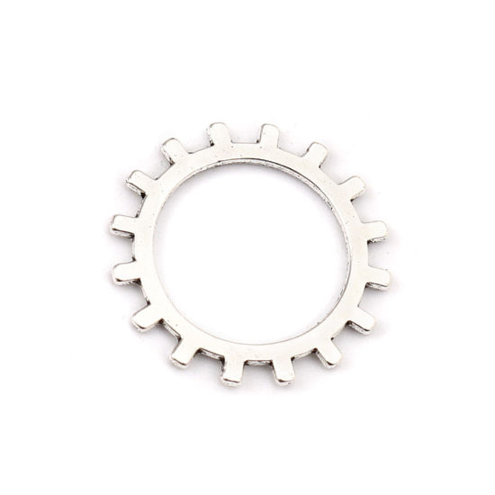 Picture of Zinc Based Alloy Connectors Sun Silver Tone Hollow 19mm x 19mm, 130 PCs