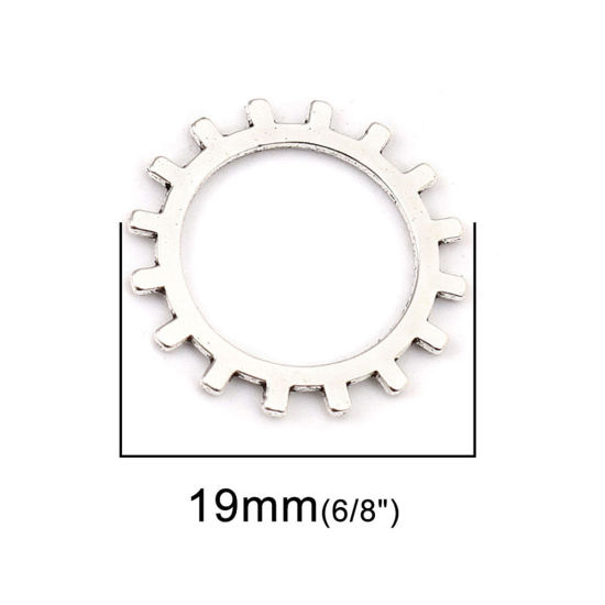 Picture of Zinc Based Alloy Connectors Sun Silver Tone Hollow 19mm x 19mm, 130 PCs