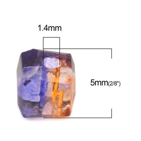 Immagine di Vetro Perline Quadrato Viola & Marrone Doppio Colore Sezione Circa 5mm x 5mm, Foro: Circa 1.4mm, 100 Pz
