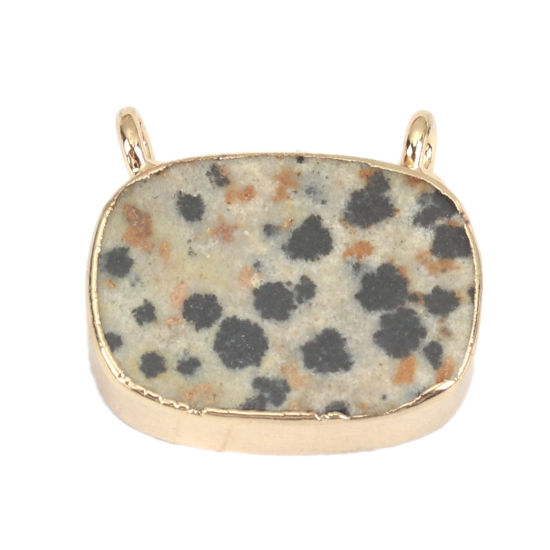 Image de Connecteurs en Pierre ( Naturel ) Ovale Doré Noir & Kaki Tachetures 19mm x 16mm, 1 Pièce