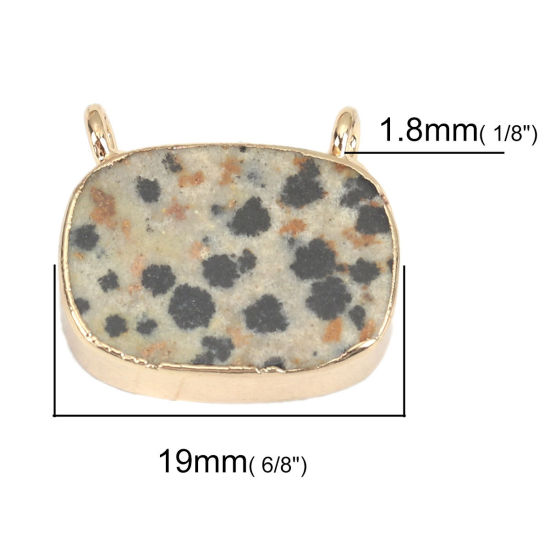 Image de Connecteurs en Pierre ( Naturel ) Ovale Doré Noir & Kaki Tachetures 19mm x 16mm, 1 Pièce