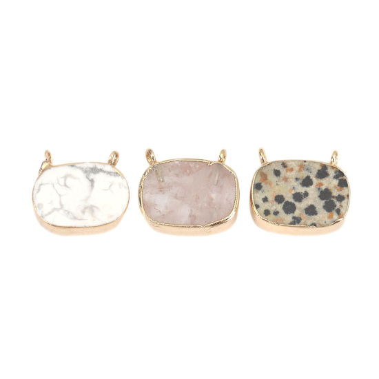 Image de Connecteurs en Pierre ( Naturel ) Ovale Doré Noir & Kaki Tachetures 19mm x 16mm, 1 Pièce