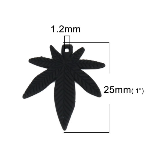 Immagine di Lega di Zinco Charms Foglia d'Acero Nero 25mm x 22mm , 10 Pz