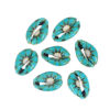 Picture of Natural Shell Loose Beads Conch/ Sea Snail Green Blue Flower Pattern About 25mm x 17mm-18mm x 14mm, 10 PCs