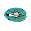 Picture of Natural Shell Loose Beads Conch/ Sea Snail Green Blue Flower Pattern About 25mm x 17mm-18mm x 14mm, 10 PCs
