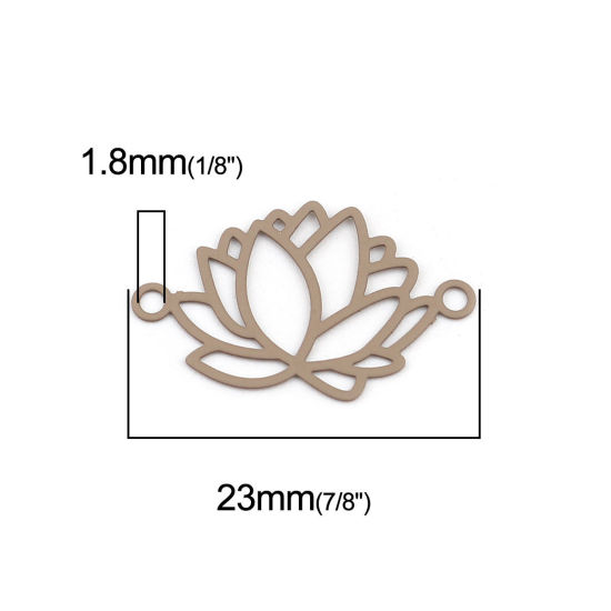 真鍮 透かしパーツ コネクター フラワー ライトコーヒー 23mm x 14mm、 10 個 の画像