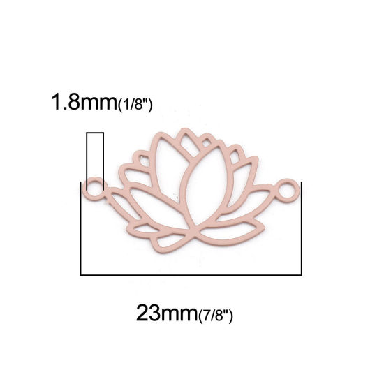 真鍮 透かしパーツ コネクター フラワー ペールピンク 23mm x 14mm、 10 個 の画像