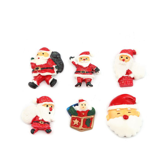 Picture of Resin Christmas Dome Seals Cabochon Christmas Santa Claus At Random Mixed 3.3cm x 2.6cm - 23mm x 21mm, 10 PCs