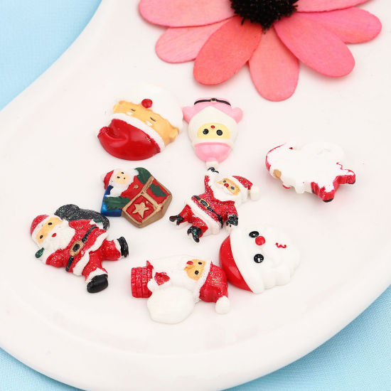 Picture of Resin Christmas Dome Seals Cabochon Christmas Santa Claus At Random Mixed 3.3cm x 2.6cm - 23mm x 21mm, 10 PCs