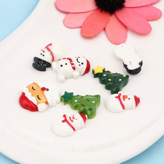 Picture of Resin Christmas Dome Seals Cabochon At Random Mixed 3.1cm x 2.5cm - 2.5cm x 1.5cm, 10 PCs