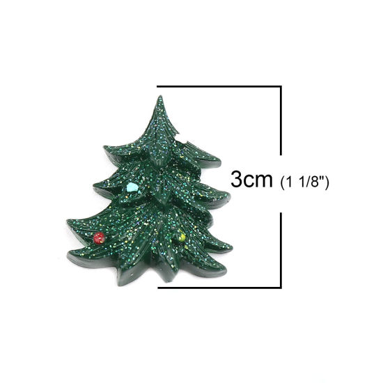 Immagine di Resina Cabochon per Abbellimento Albero di Natale Verde 30mm x 25mm, 10 Pz