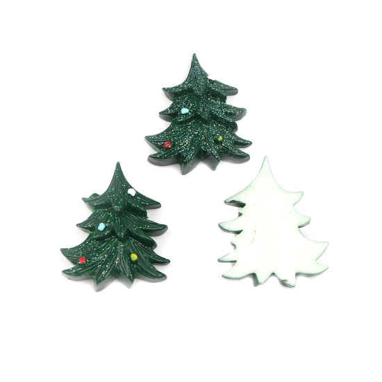 Immagine di Resina Cabochon per Abbellimento Albero di Natale Verde 30mm x 25mm, 10 Pz