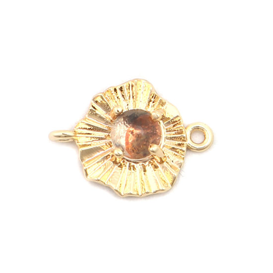 Image de Connecteurs en Laiton Irrégulier Doré à Strass Café 13mm x 9mm, 2 Pcs