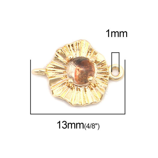 Image de Connecteurs en Laiton Irrégulier Doré à Strass Café 13mm x 9mm, 2 Pcs