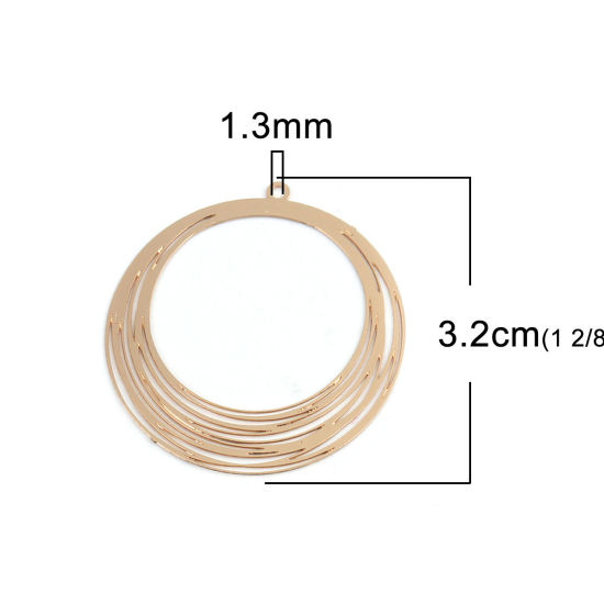 Image de Pendentifs Estampe en Filigrane en Laiton Rond Doré 3.2cm x 3cm, 10 Pcs