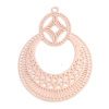 Picture of Brass Filigree Stamping Pendants Rose Gold Oval Hollow 3.2cm x 2.4cm, 10 PCs