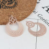 Picture of Brass Filigree Stamping Pendants Rose Gold Oval Hollow 3.2cm x 2.4cm, 10 PCs