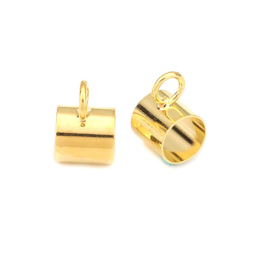 Picture of Brass Bail Beads Cylinder Gold Plated 10mm x 6mm, 10 PCs